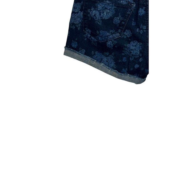 Maurices Womens Shorts Floral Stretch Denim Cotton Blend Cuff Raw Hem Blue 5/6 - Picture 6 of 8